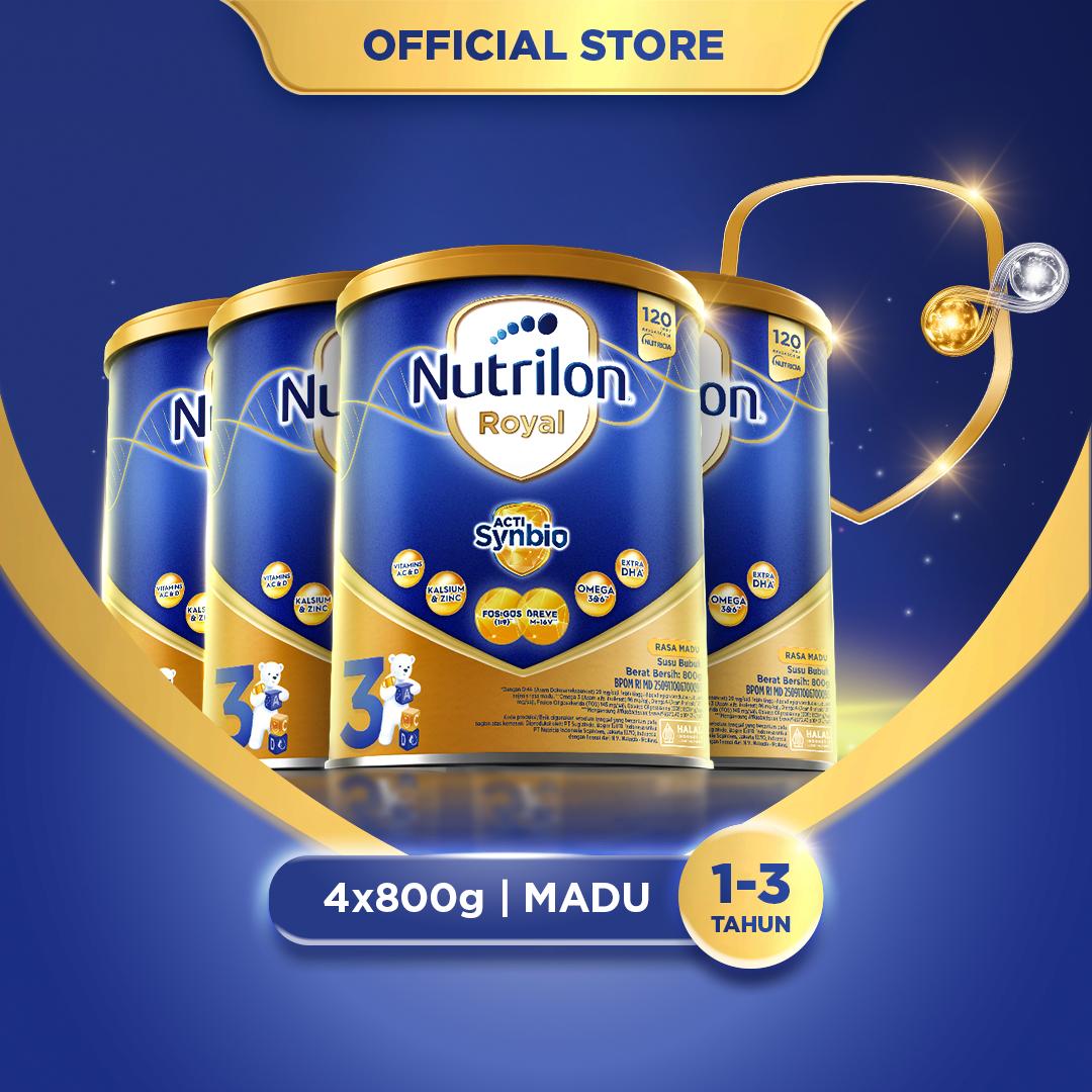 Nutrilon Royal 3 Madu 800gr x 4, Susu Formula Anak untuk Usia 1-3 Tahun
