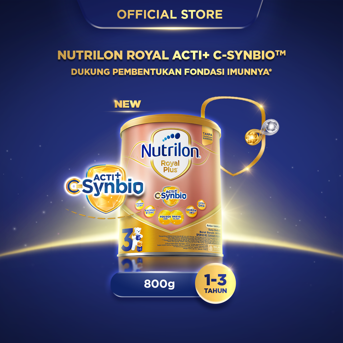 Nutrilon Royal 3 Plus Csynbio Vanila 800 gr - Susu untuk Usia 1-3 Tahun