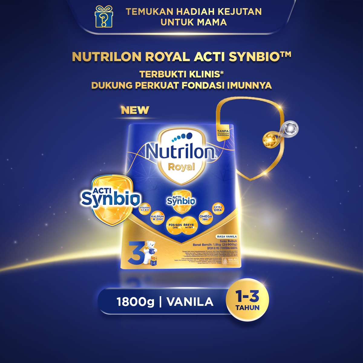 Nutrilon Royal 3 Vanila 1800 gr, Susu Formula Anak untuk Usia 1-3 Tahun