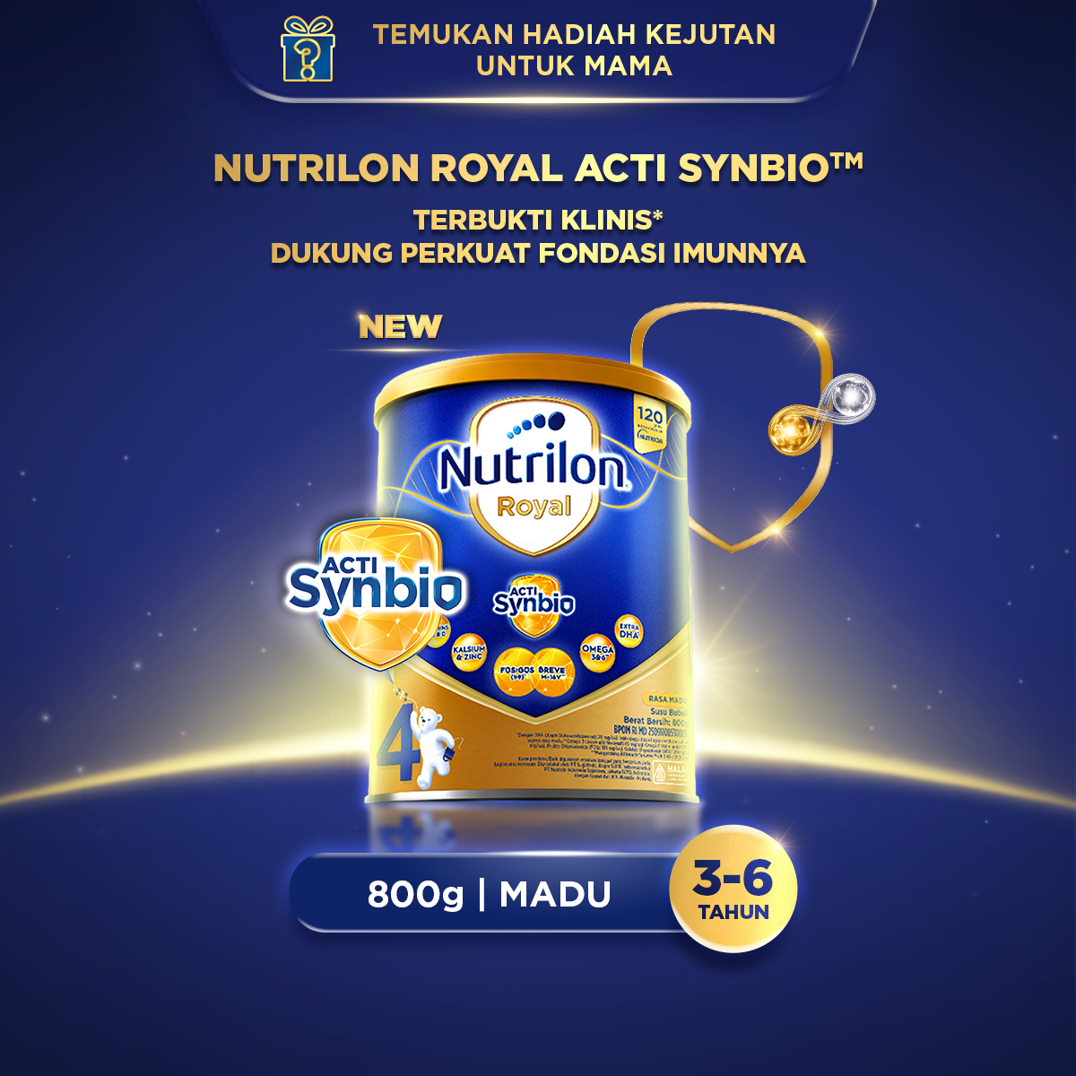 Nutrilon Royal 4 Madu 800 gr, Susu Bubuk untuk Usia 3-6 Tahun