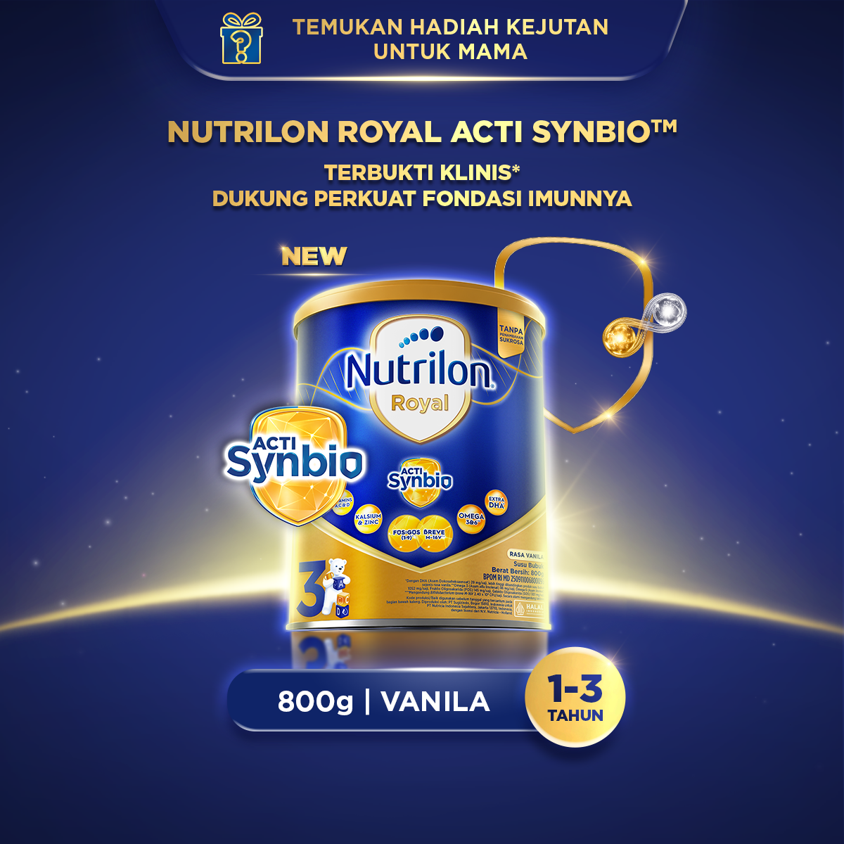 Nutrilon Royal 3 Vanila 800 gr, Susu Formula Anak untuk Usia 1-3 Tahun